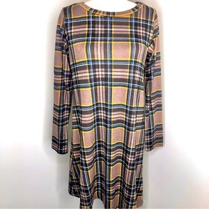 💥PRICE⬇️Korsis Plaid Flannel Size Large Asymmetric Dress